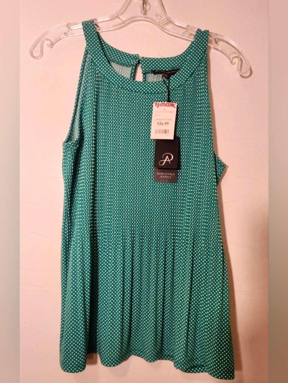 Adrianna Papell Teal Polka Dot Sleeveless Camisole